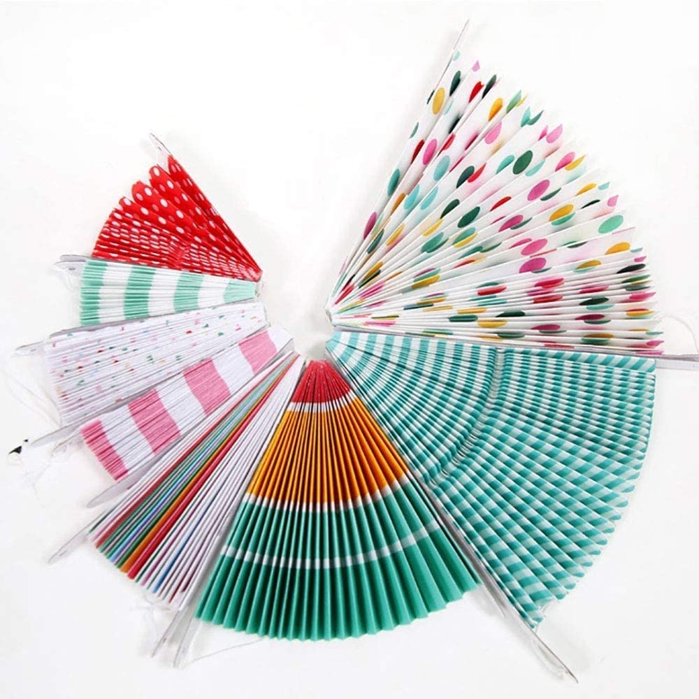 Aiminjey Hanging Paper Fans Party Set, Round Paper Fan Party Decoration, Set of 8 Decorative Flowers for Birthday Baby Boy Shower Graduation Wedding Classroom Décor (Spring)