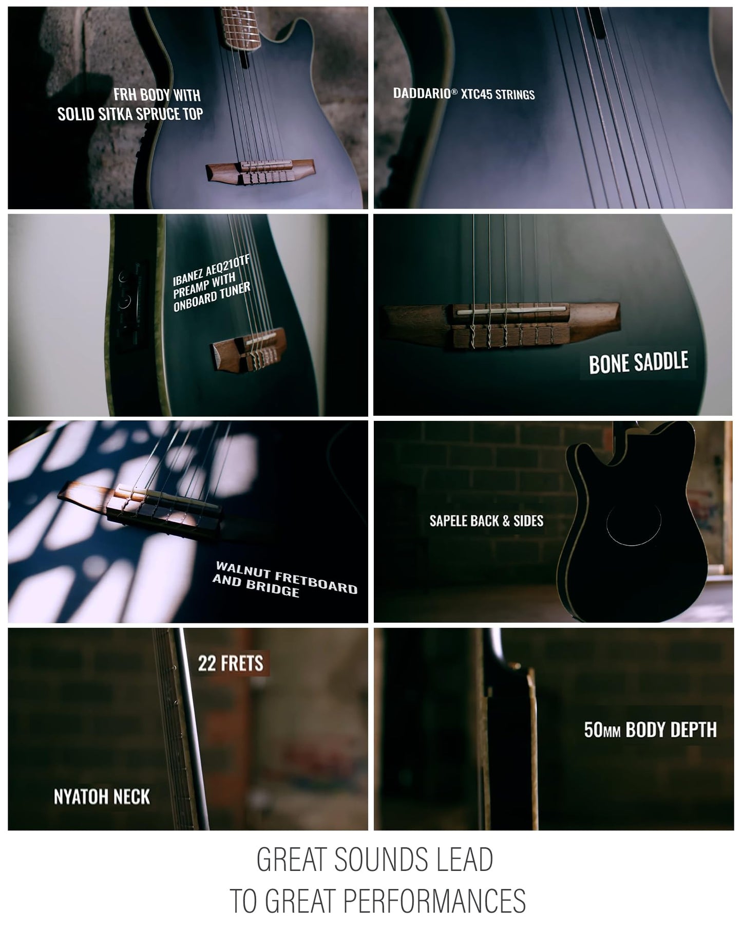 Ibanez TOD10N Tim Henson Nylon Acoustic-Electric Guitar - Transparent Black Flat Bundle with Case, Tuner, Strap, Strings, Picks, Austin Bazaar Instructional DVD, and Polishing Cloth