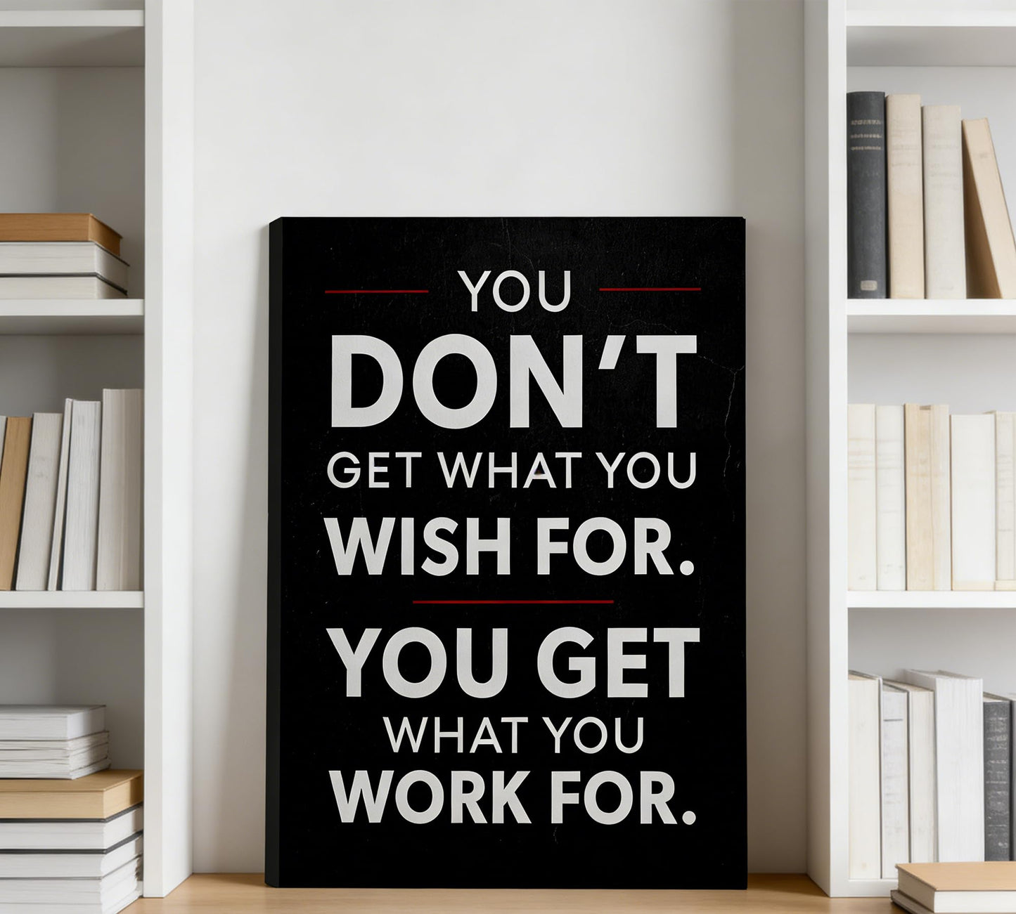 Inspirational Canvas Wall Art-You Get What You Work For Motivational Painting Picture Wall Decor,Black Positive Quotes Poster Print Artwork for Men Office Gym Home Decoration,12x16 Inch