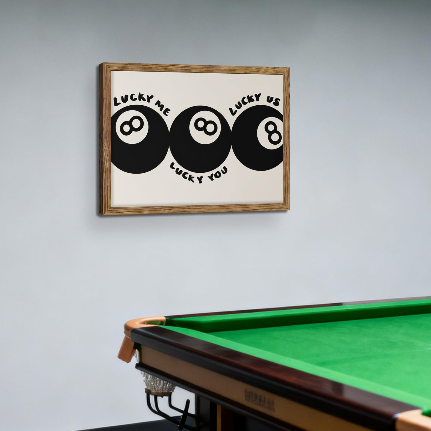 Trendy Black 8 Ball Wall Art, Funny Lucky You Y2k Canvas Wall Decor Painting, Funky Cool Billiards Posters Prints Pictures for Living Room Bedroom Apartment Dorm Room Decor 12x16 Inch Wood Framed