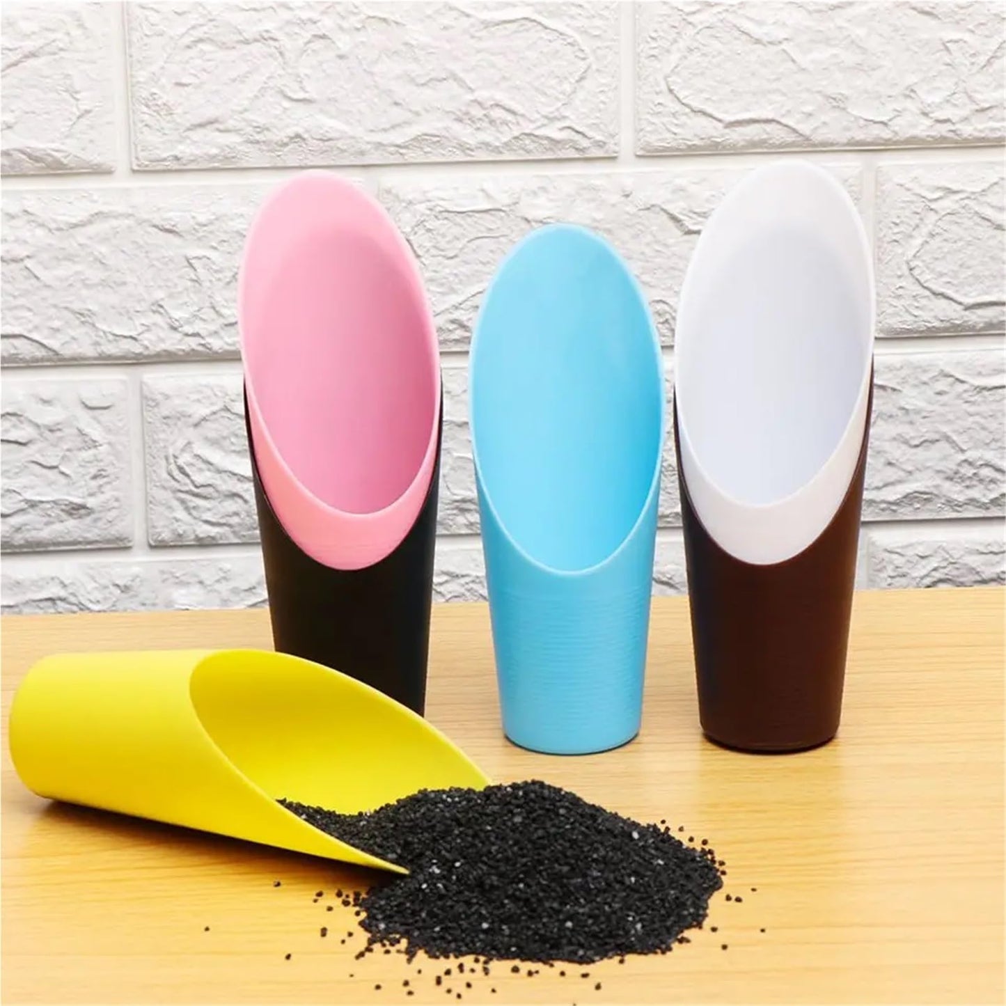 Bonsai Soil Scoop 6PC Plastic Soil Shovel Cup for Garden Spade Cultivation Bucket Potted Bonsai Fleshy Plant Mini Home Gardening Tools(White)