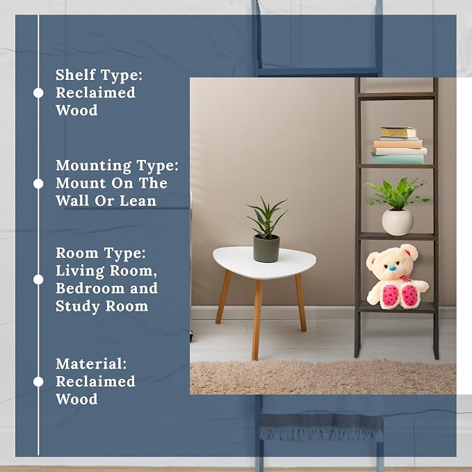 BARNWOODUSA Throw Blanket Ladder – Fully Assembled Reclaimed Wood – Rustic Decorative Ladder for Towels, Quilts, & More – Perfect Farmhouse Decor for Bathroom, Porch, or Living Room,5ft.