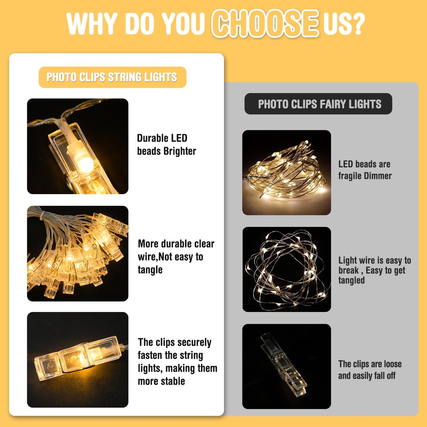 JMEXSUSS 20.8FT 40 LED Photo Clip String Lights with 40 Clips, Teen Girl Gifts Trendy Stuff-Pictures Light for Wall, Battery Operated Fairy Lights for 13 Year Old Girl Room Bedroom Dorm Decor