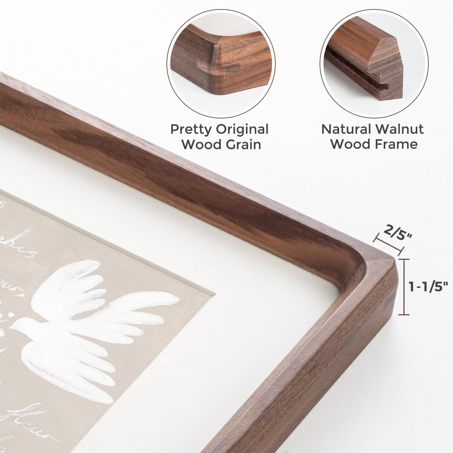 Heimlove 4x6 Picture Frames Natural Walnut,Original Wood Hand Make Crafted Photo Frame with Mat to 3 x 5 Graduation Picture Display,Family Picture,Wedding Picture Tabletop & Wall Decoration