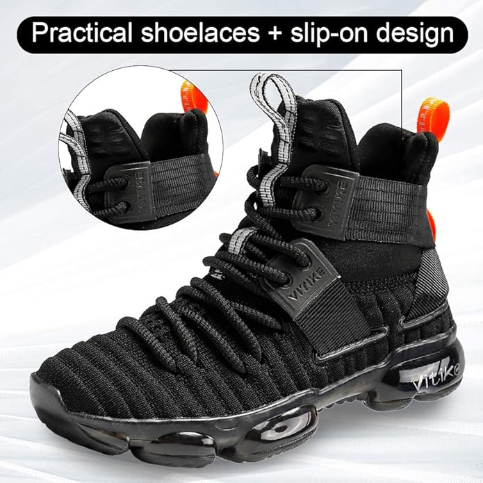 JMFCHI Kids Basketball Shoes High-top Sports Shoes Sneakers Durable Lace-up Non-Slip Running Shoes Secure for Little Kids Big Kids and Boys Girls
