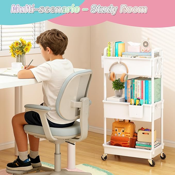SUNALLY Baby Diaper Caddy Cart, 3 Tier Rolling Diaper Cart with Lockable Wheels for Nursery Essentials, Large Capacity & Easy Assemble Diaper Storage Organizer for Newborn,New Mom, White