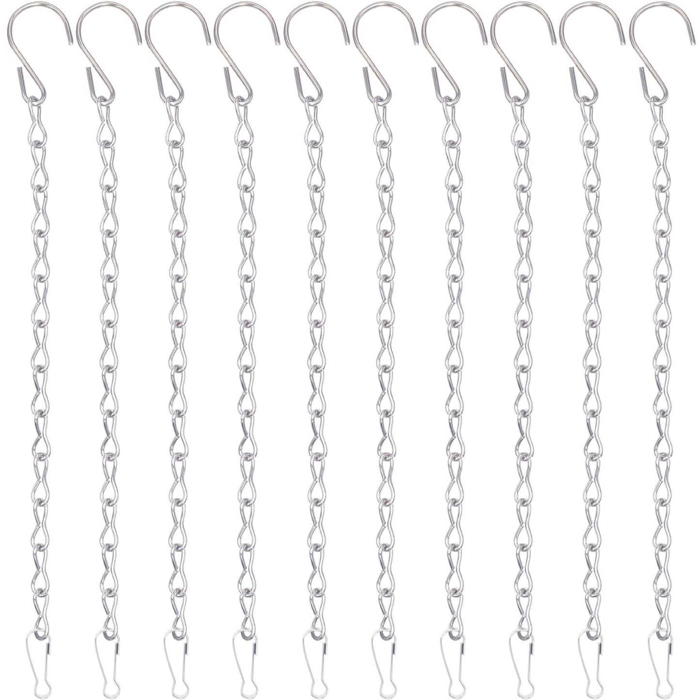 YINGFENG 10 Pack 9.5 Inch Silver Hanging Chains for Hanging Bird Feeders, Bird Houses, Planters, Baskets, Birdbaths, Lanterns, Wind Chimes, Billboards, Signs and Ornaments