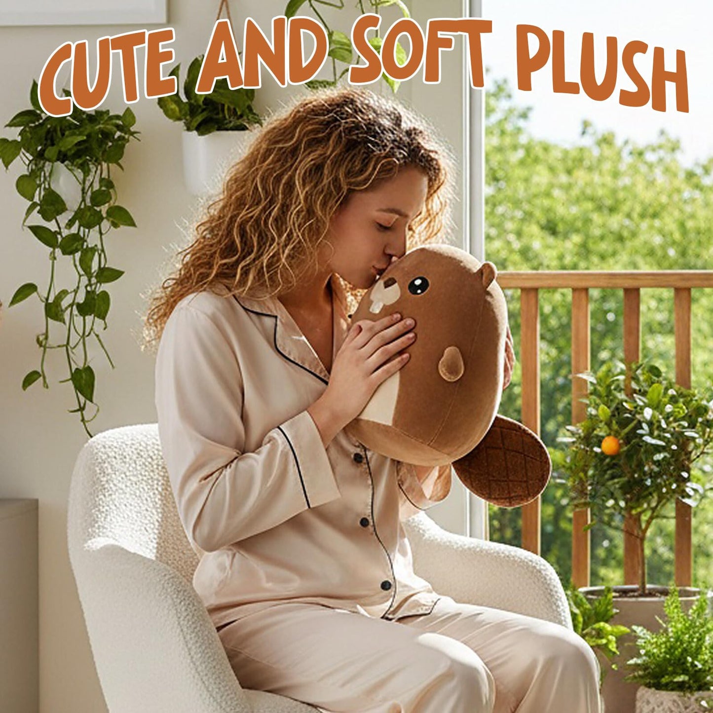 Kojxou 9.8 Inch Beaver Plush,New Year Ornament for Home Store Tabletop Decor
