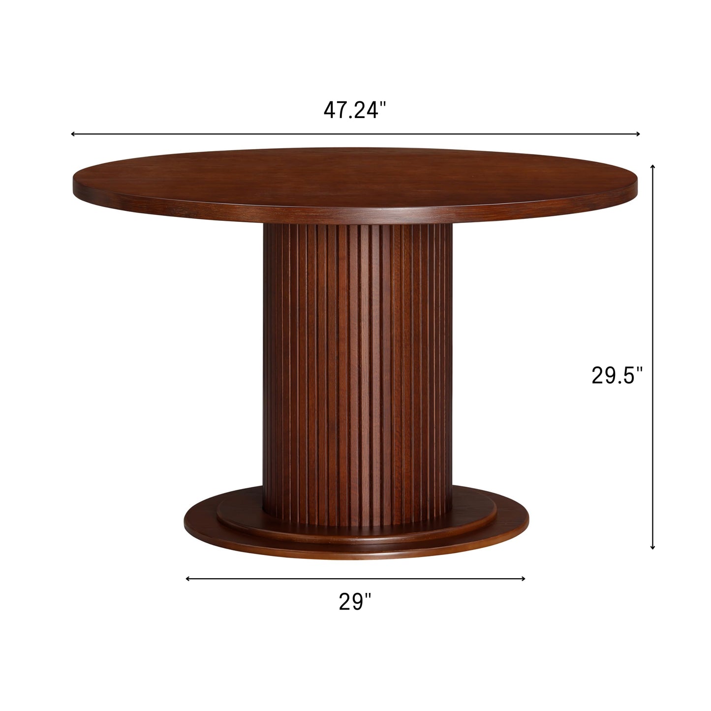 NTC Summit 47 Inch Modern Design, Round Dinner Table for Dining Room, Living Room Furniture, Effortless Assembly, Dark Walnut