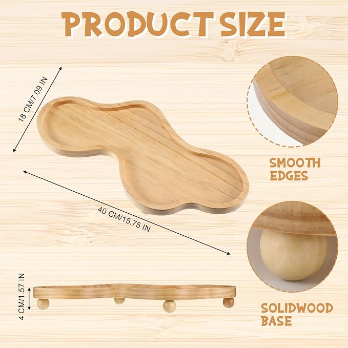 Uiifan Wood Cloud Perfume Tray Irregular Jewelry Decorative Tray for Women Trinket Dish Ring Holder Dish Room Aesthetic Decor Birthday Housewarming Gift(Wood Color)