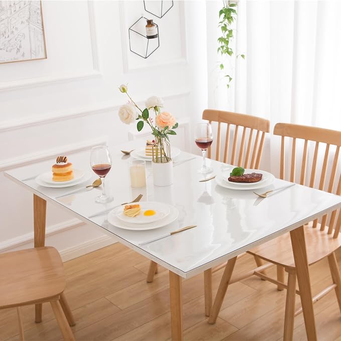 40 x 84 Inch Clear Table Cover Protector, Clear Table Protector for Dining Room Table, 1.5mm Plastic Table Cover, Waterproof Table Pad for Kitchen, Office