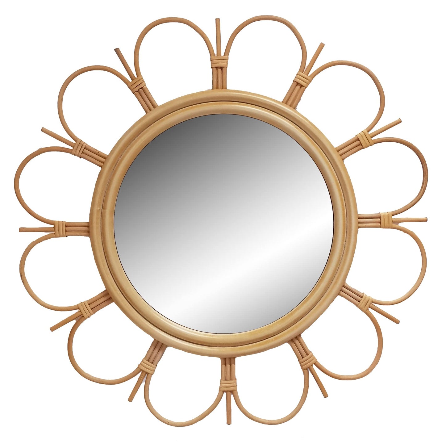 LIVDUCOT 27" Handmade Farmhouse Large Rattan Round Mirror for Entryway, Living Room, Bathroom Hallway