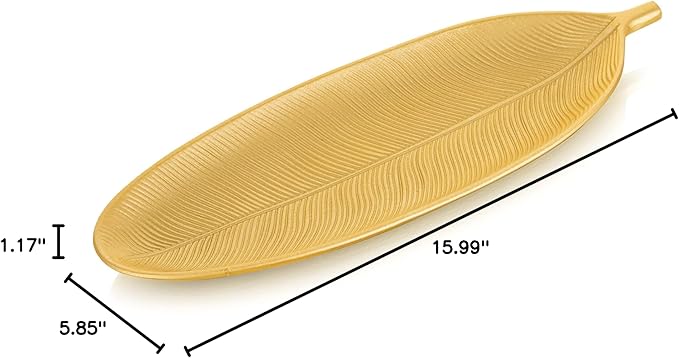Hanobe Decorative Bowls for Home Decor: Leaf Shaped Wood Key Tray Entryway Decor Leaves Bowl for Fireplace Mantel, Gold
