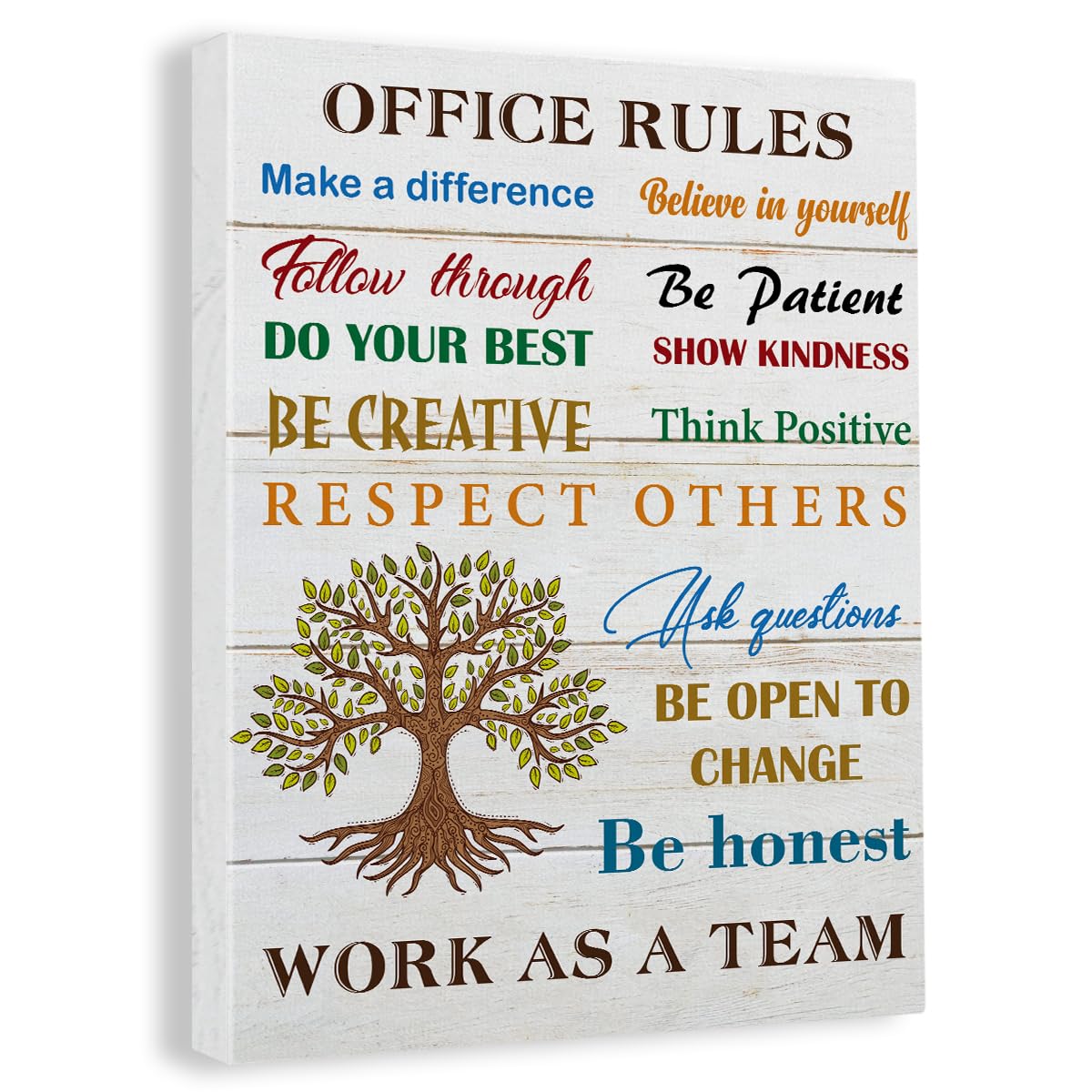Inspirational Office Rules Quote Wall Art Decor Rustic Teamwork Office Canvas Painting Framed Canvas Artwork Print Poster 12"x15" Decoration for Home Office