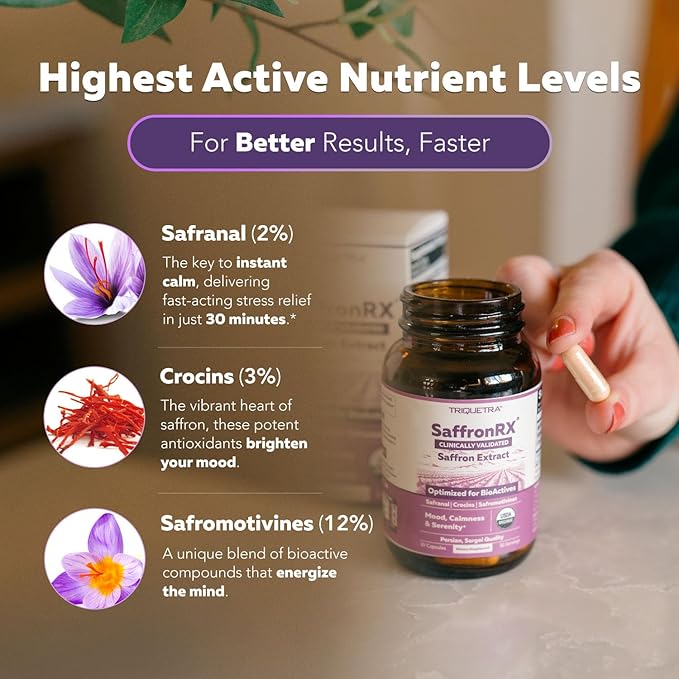 Organic Saffron Extract: Optimized Extract with Safromotivines, Safranal, and Crocins – Clinically Studied | Premium Persian Sargol Quality | Supports Mood, Calmness, and Relaxation – 2-Pack