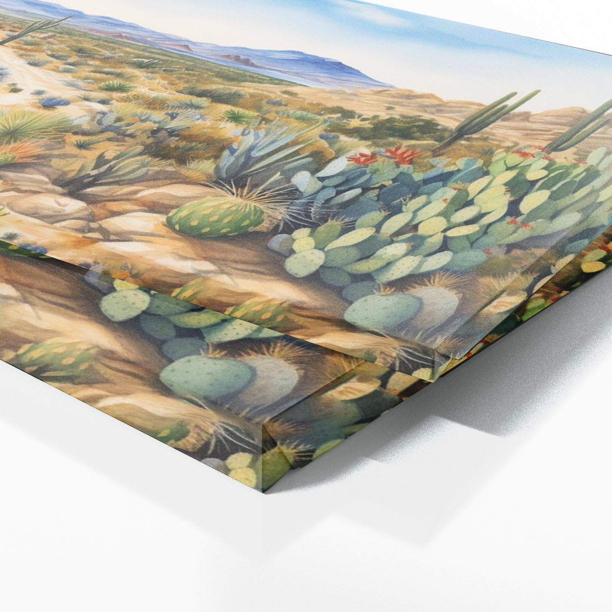 Sense Canvas Desert Landscape Watercolor 1 Canvas Art - Home Decor Wall Art Print Poster Painting Large 40x16 / 0.75"