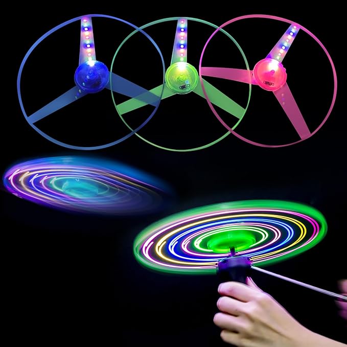 M.best 12 Sets LED Flying Set, Fun Flying Saucers Toys for Kids with Flashing Lights, Flying Toy Outdoor Toys Glow in The Dark Party Supplies Party Favors for Kids 4-8 8-12