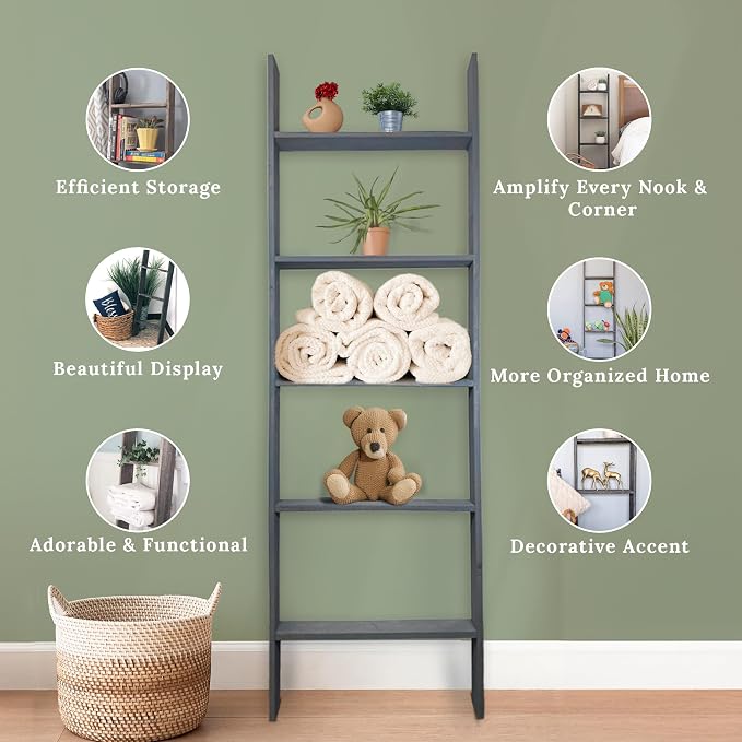 BARNWOODUSA Throw Blanket Ladder – Fully Assembled Reclaimed Wood – Rustic Decorative Ladder for Towels, Quilts, & More – Perfect Farmhouse Decor for Bathroom, Porch, or Living Room,5ft18.