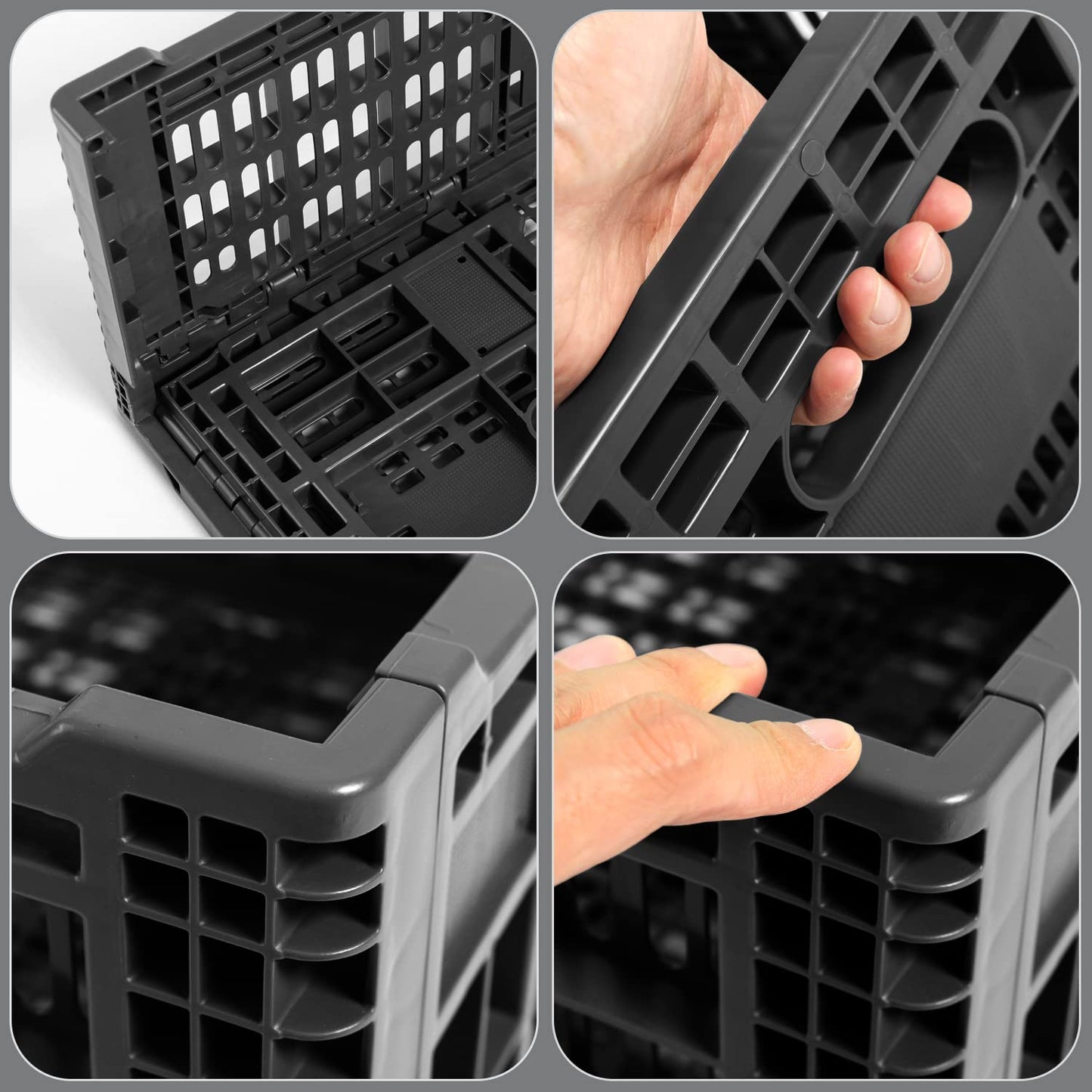 QTJH Collapsible Storage Bin Containe，52 Liter Transferheavy duty plastic storage box ,milk crates heavy duty Transit storage of various items black (1)