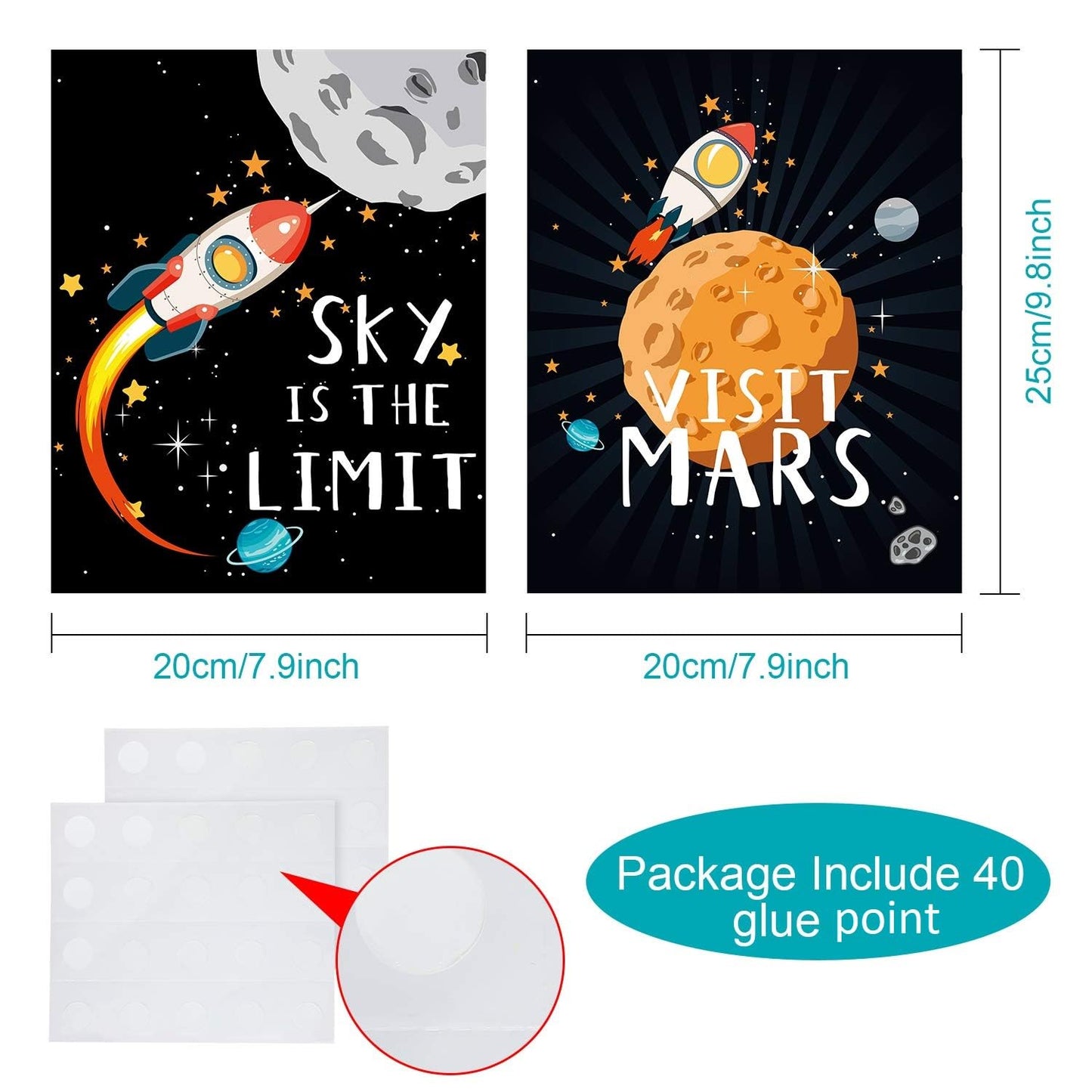 Blulu 9 Pieces Outer Space Decor for Kids Room Boy Bedroom Space Posters 8 x 10 Inch Cute Inspirational Art Decoration for Boys and Girls Playroom Nursery