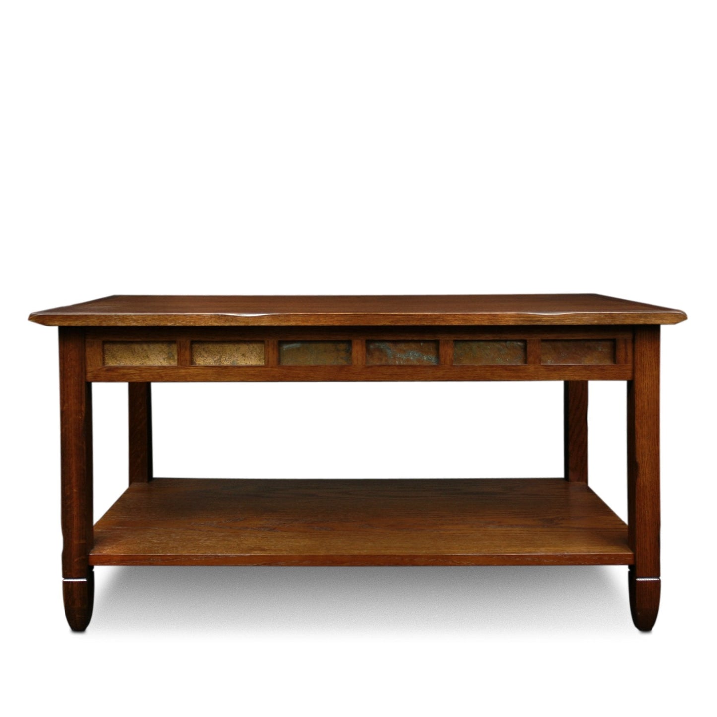 Leick Home Sibley Coffee Table, Solid Wood, Slate Tile Details, Bottom Display Shelf, Easy-Assembly, Living Room, Rustic Oak, 38 in x 20 in x 20.5 in, 10058
