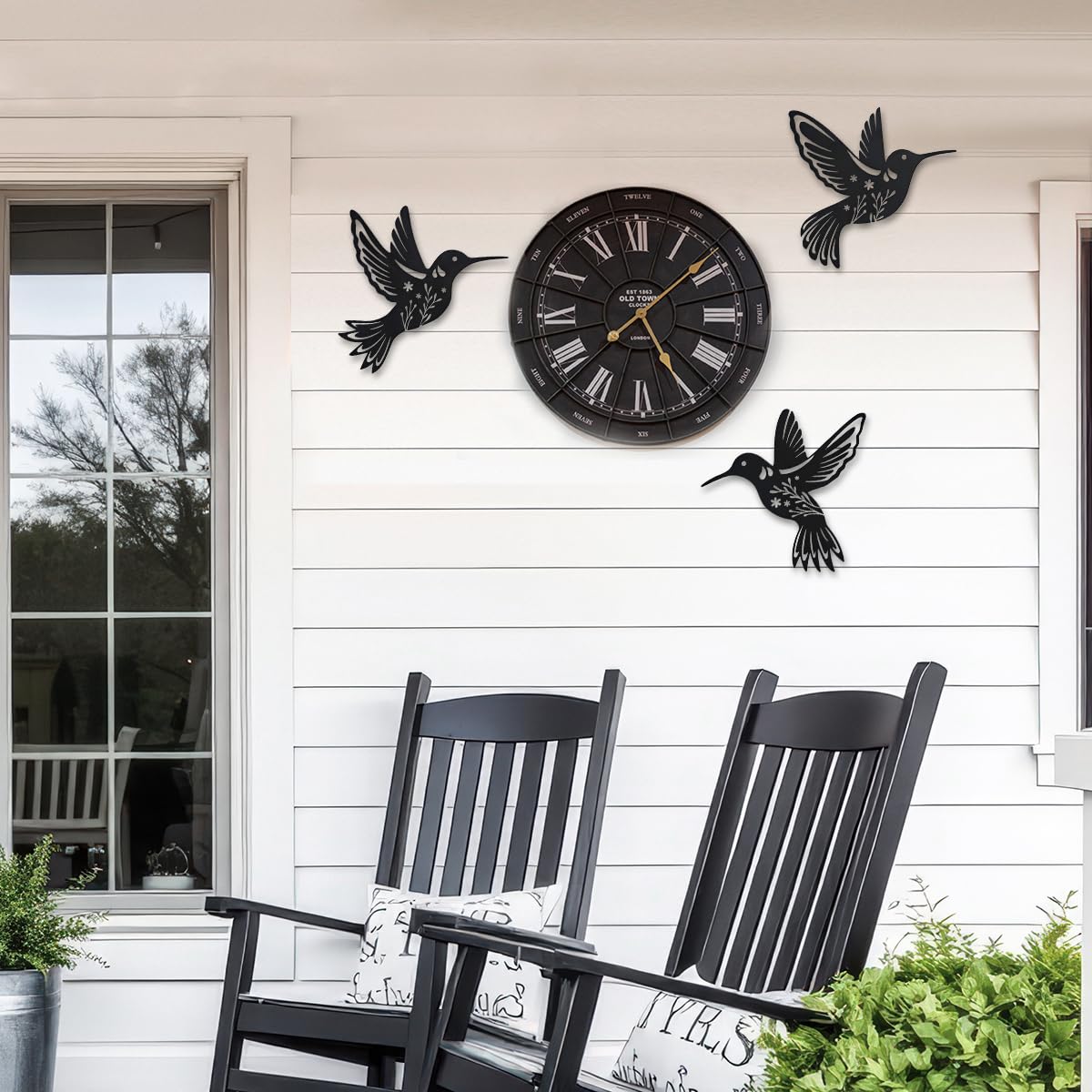 Daogtc Metal Hummingbird Wall Art Decor,Flower and Bird Natural Art Theme Decoration for Home Kitchen Patio Bedroom Living Room Bathroom(3 Pack)