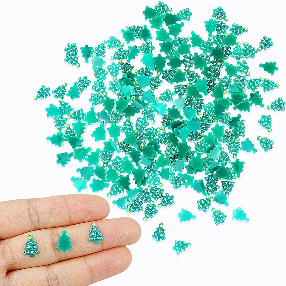 SaktopDeco 200 PCS Miniature Resin Christmas Tree Flatback Holiday Embellishments for Festival Scrapbooks Accessories