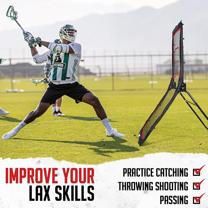 Lacrosse Rebounder, 4x7FT/4x6FT Lacrosse Rebound for Backyard with 5 Rebound Angles, Target Strip, Bounce Back Net Perfect for Lax Baseball Volleyball & Soccer Practice