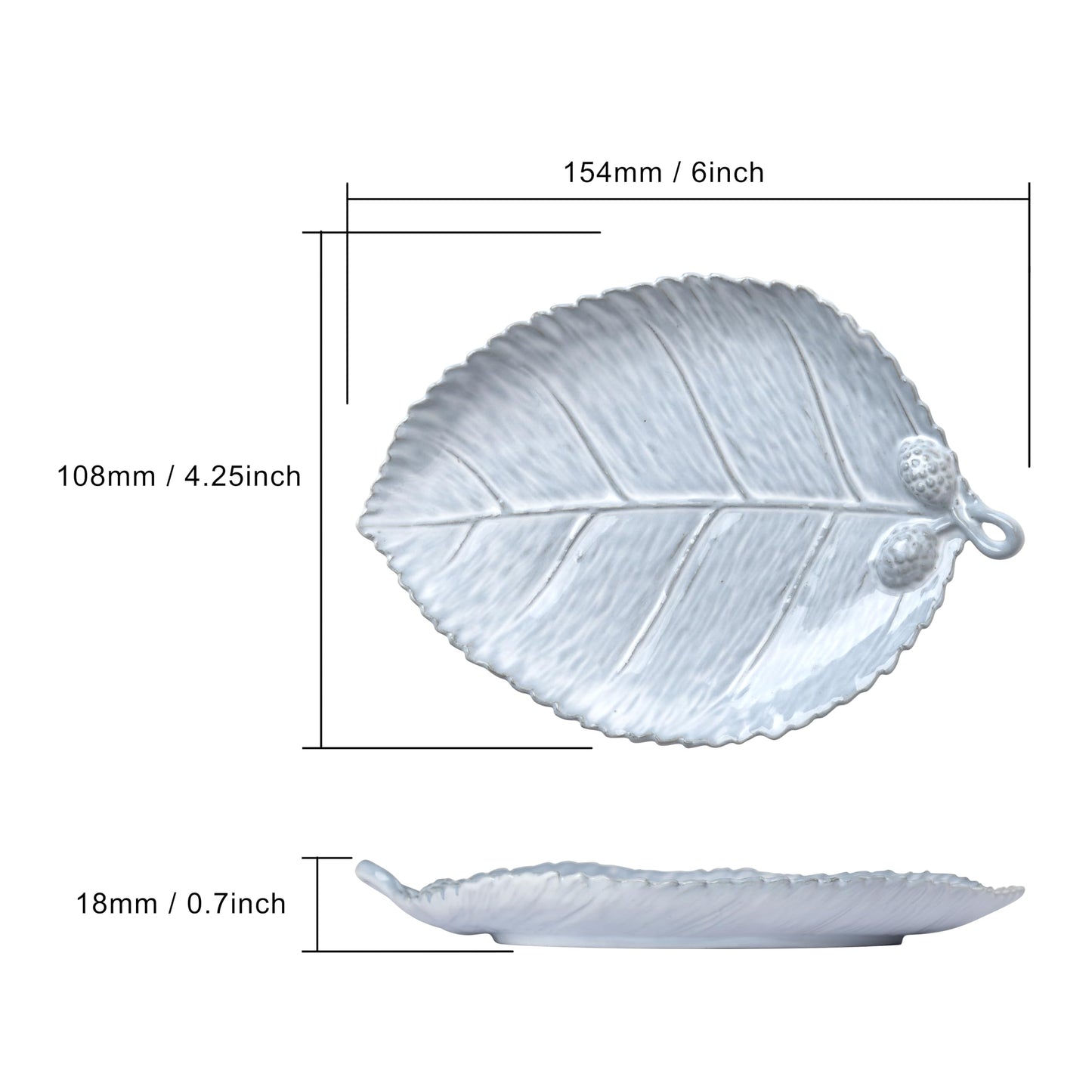 Ceramic Jewelry Dish, Decorative Tray for Rings Earrings Necklaces Bracelet Watch Keys, 4.50" Trinket Tray as Gifts for Women (Antique Leaf)