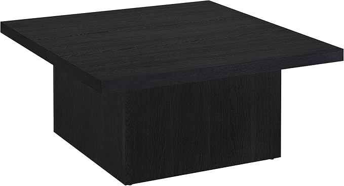 Coaster Home Furnishings - Devar - Wood - Square Coffee Table with Pedestal Base, Geometric Design and Contemporary Style - Living Room - Black - 706408
