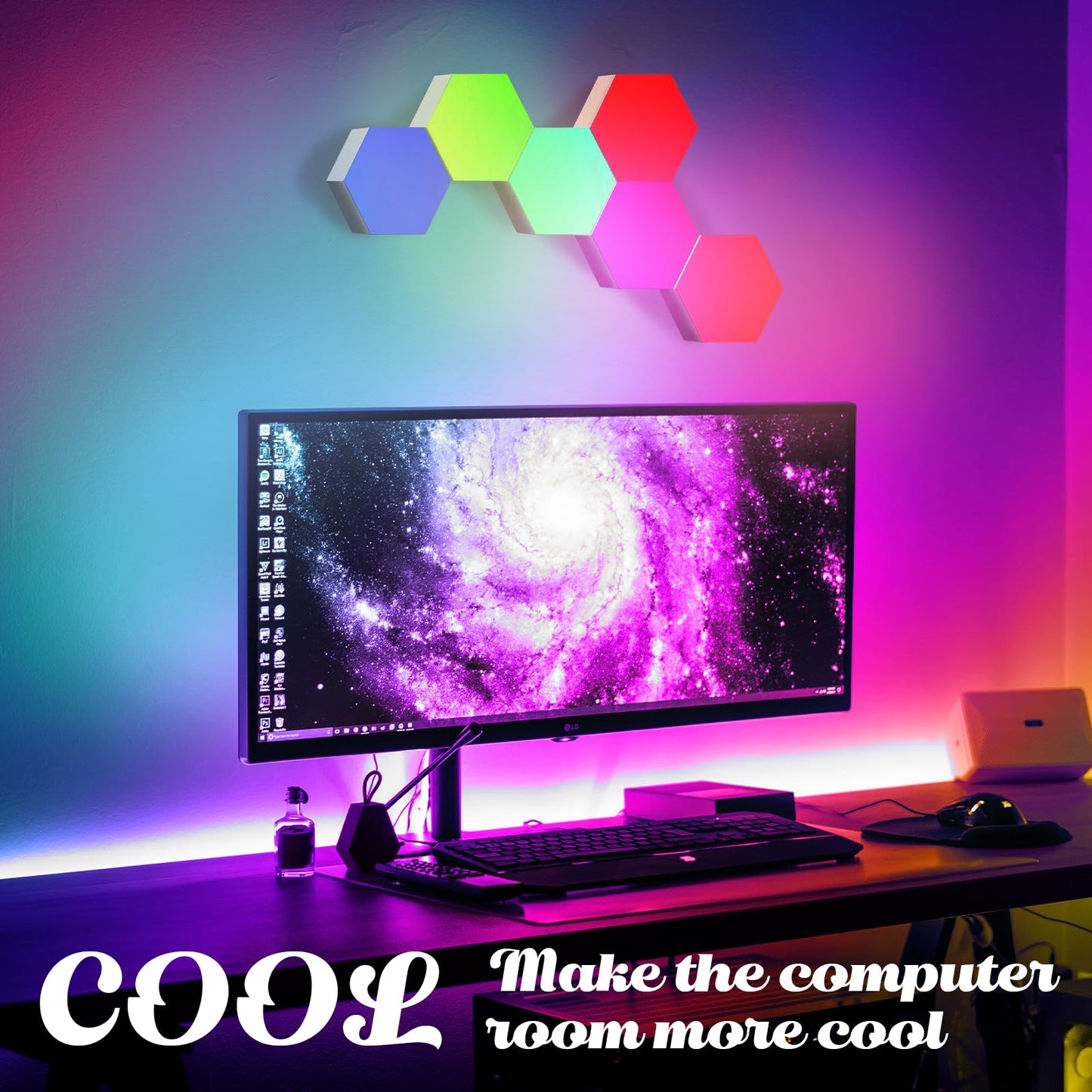 ODISTAR Hexagon Wall Light Panels (8 Pack)- Smart APP RGB Hexagonal LED Modular Lights with Remote Control,Music Sync Features for Gaming Rooms,Living Rooms, Bedrooms, DIY Enthusiasts and Gift Options