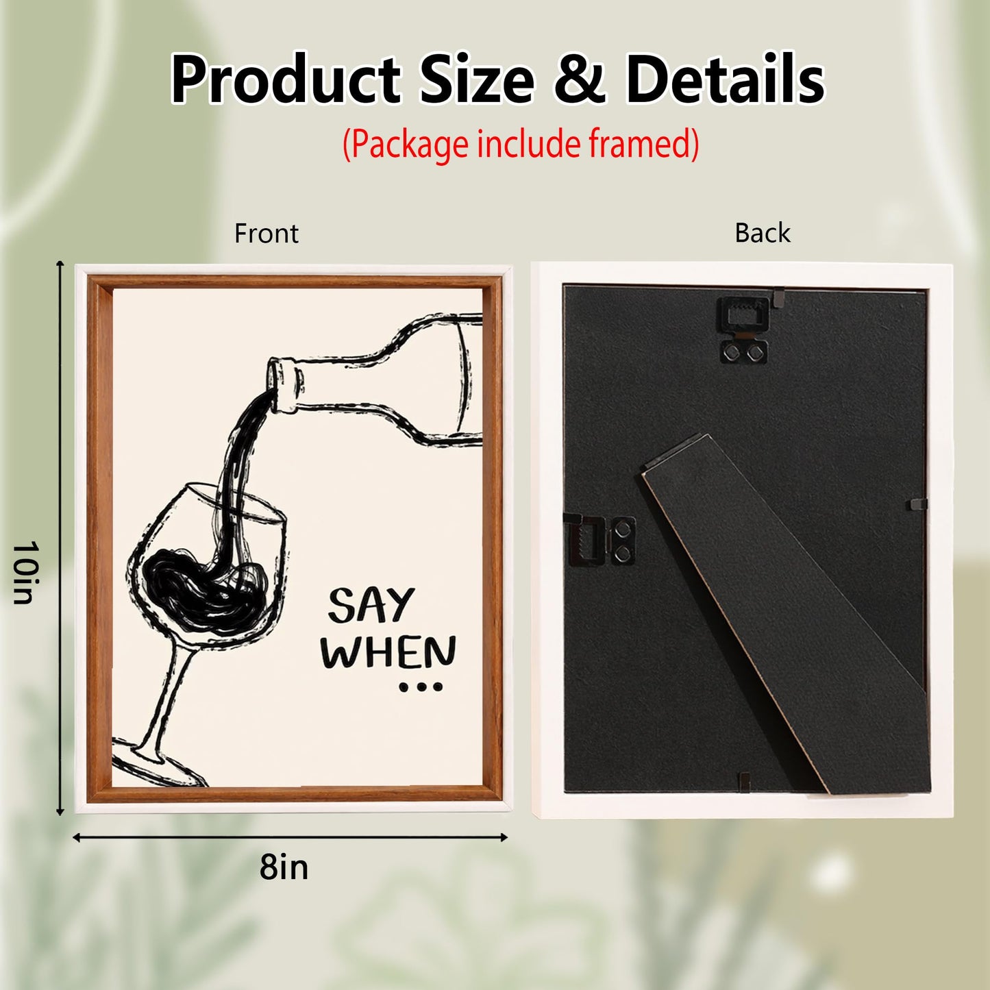 Say When Wine Framed Wall Art and Poster - Funky Minimalist Aesthetic Painting Pictures Wall Art for Bar Kitchen Dinning Room, Unique Funky House Warming Gifts New Apartment Idea603