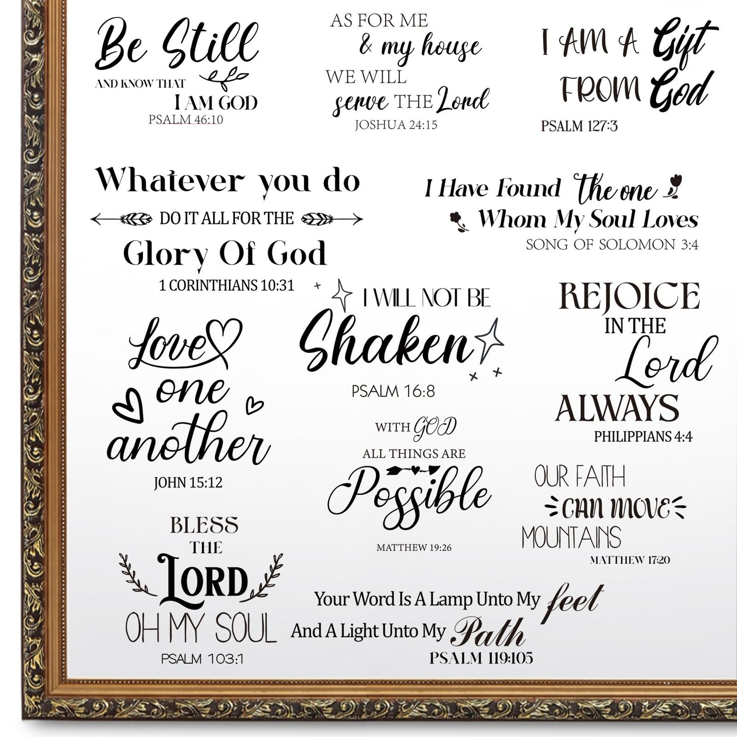Geyoga 12 Pcs Inspirational Quote Mirror Decals Vinyl Positive Saying Affirmations Mirror Stickers Motivational Window Decals Peel and Stick for Home Office Staff Bathroom Wall Art(Religious)
