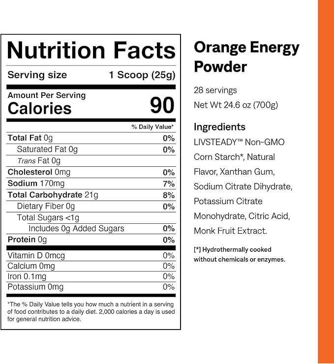 UCAN Energy Powder, Tropical Orange, Keto, Sugar-Free Pre & Post Workout for Men & Women, Non-GMO, Vegan, Gluten-Free, Great for Runners, Gym-Goers and High Performance Athletes (28 Servings, 24.6oz)