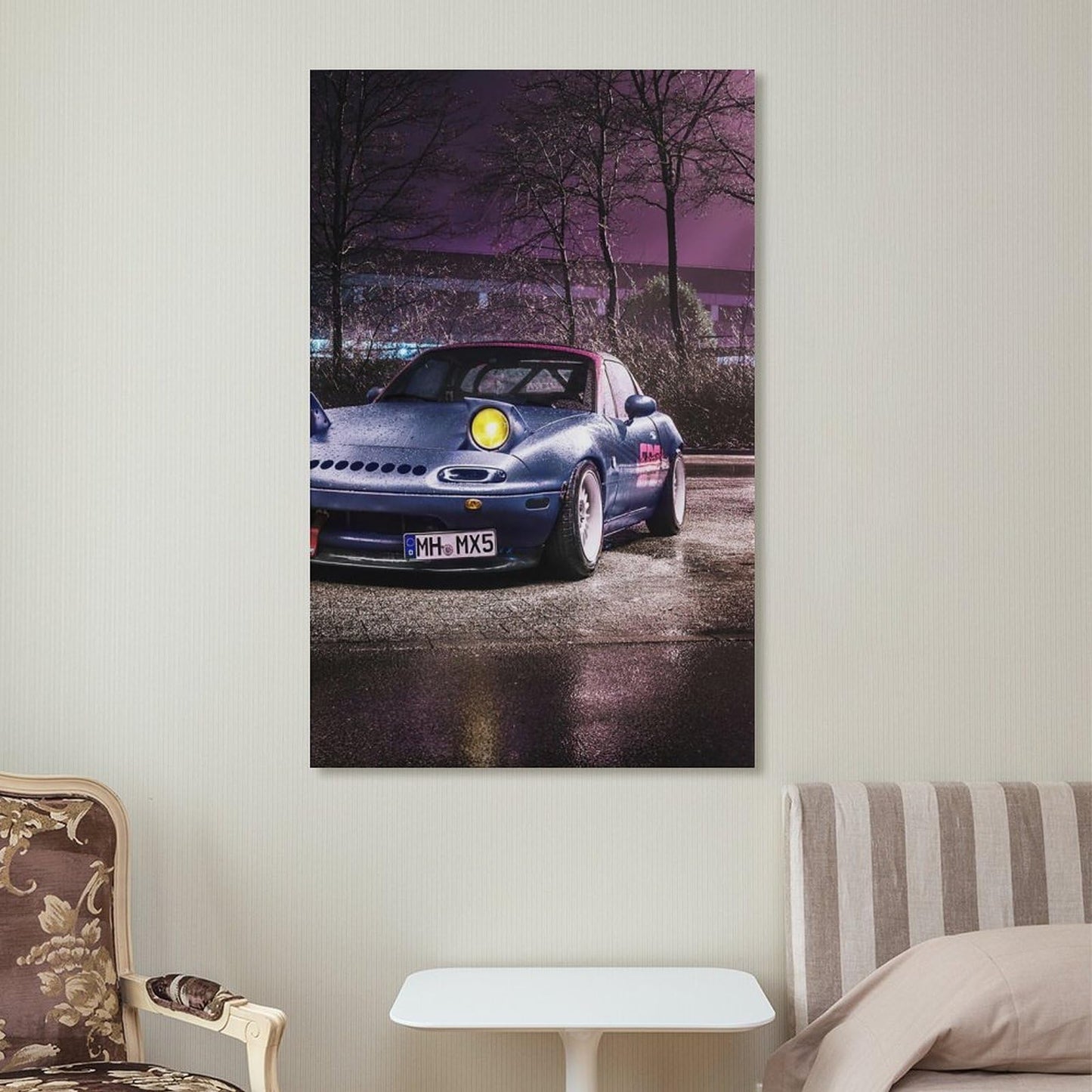 Jdm Car Mx5 Neon Modified Neon Car Posters for Bedroom Car Wall Decor for Mens Room Decor Aesthetic Canvas Wall Art Prints Pictures Paintings Framed Unframed 12x18inch(30x45cm)