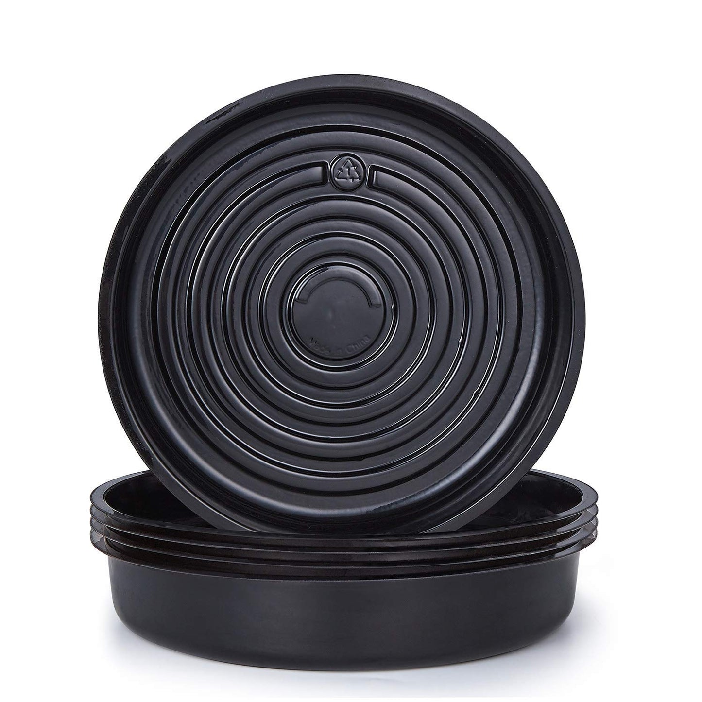 Idyllize 5 Pieces of 8 Inch Black Plastic Plant Saucer Drip Tray for Pots (8")