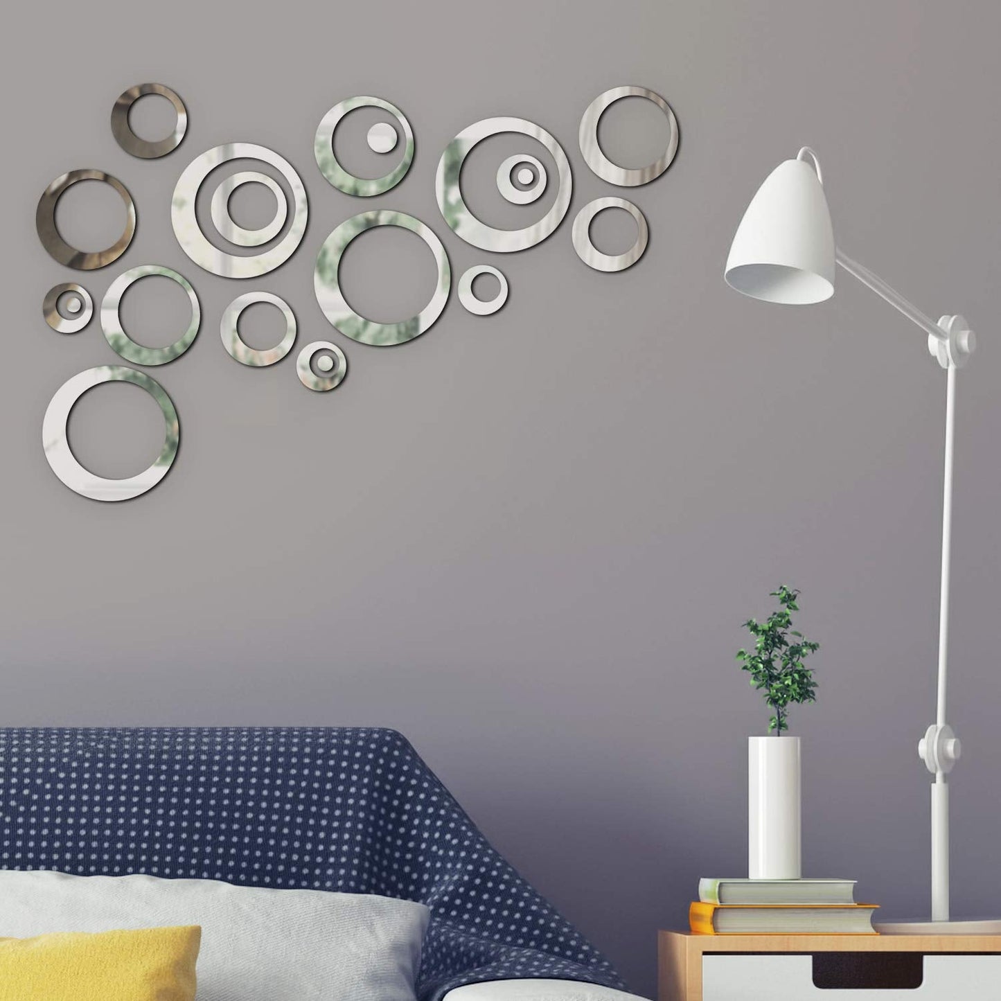 Removable Wall Sticker Decal Acrylic Mirror Setting for Home Living Room Bedroom Decor (Style A, 48 Pieces)