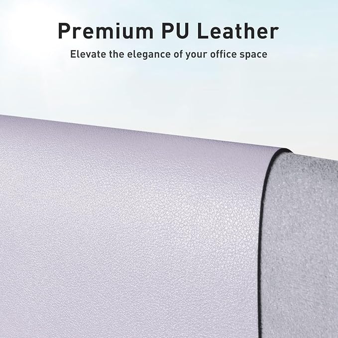 Aothia Faux Leather Desk Mat - Non-Slip PU Leather Desk Blotter, Waterproof Writing Surface, Large Desk Pad for Office & Home (Soft Lavender, 55" x 17")