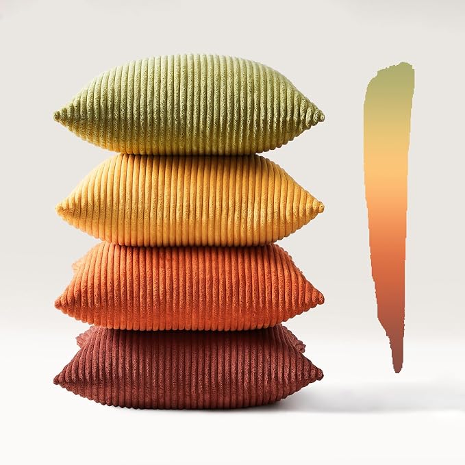Topfinel Decorative Throw Pillow Covers Cushion Cases, Set of 4 Soft Velvet Modern Double-Sided Designs, Mix and Match for Home Decor, Pillow Inserts Not Included (26x26 inch, Yellow/Orange)