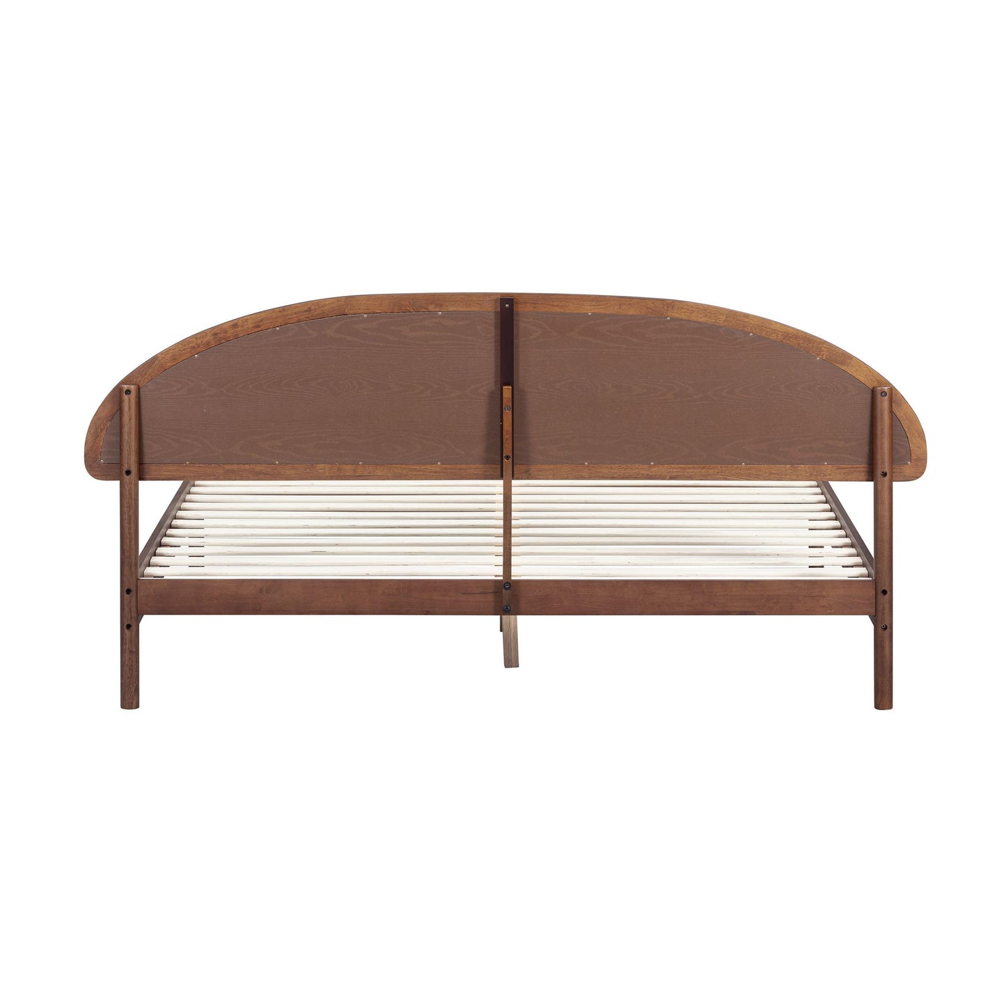 NTC Gem Wooden Bed Frame with Headboard and Natural Rattan, Solid Oak/Rubber Wood Foundation with Silent Slats, 1000 Lb Capacity, Effortless Assembly (Natural Cane - Dark Walnut, King)