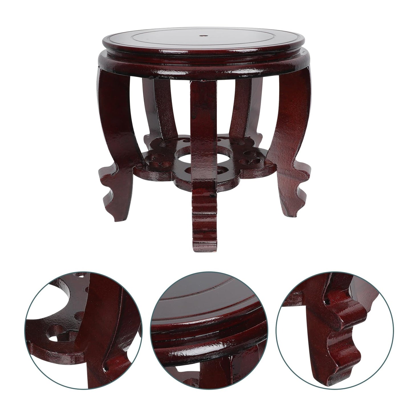 Hemoton Wooden Planter Stand Oriental Style Plant Stand Plant Holder Stool Chinese Display Pedestal Fishbowl Vase Aquarium Table Lamp Teapot Stand for Home Patio