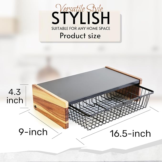 WILDMOS Tea Bag Organizer,Wire Basket Drawer Design for Teabag Holder Container for Countertop,Tea Station Chest Display Container Box for Countertop Kitchen.