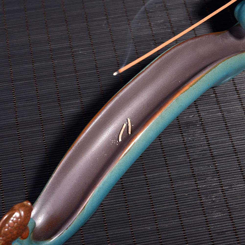 NAGU Cute Incense Holder Fish, Ceramic Incense Stick Holder Double Incense Burner, Funny Long Incense Ash Tray for Home Decoration, Yoga. Meditation, Tea
