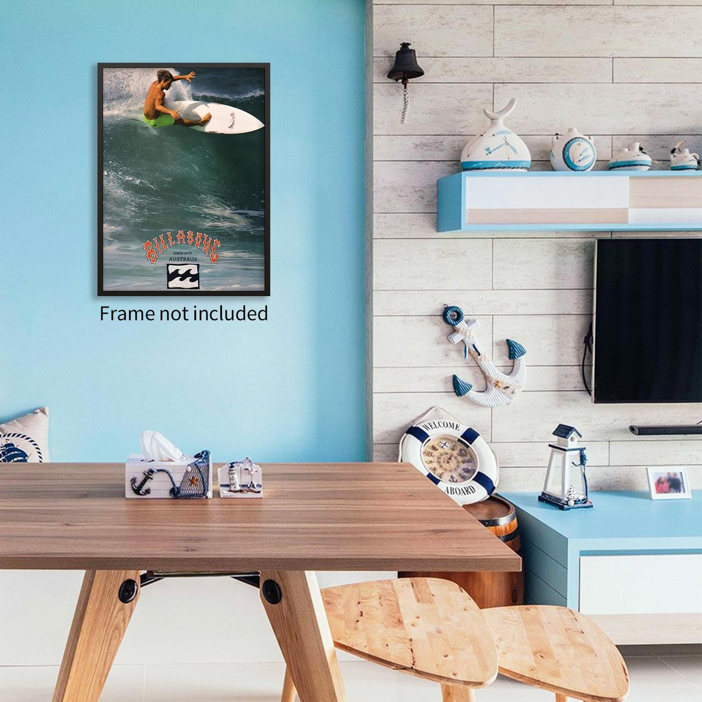 Jefuzh 90s Beach Ocean Surf Posters Summer Surfing Wall Art Trendy Coastal Surfer Picture Prints for Apartment Bedroom Wall Decor 12X16 inch Unframed