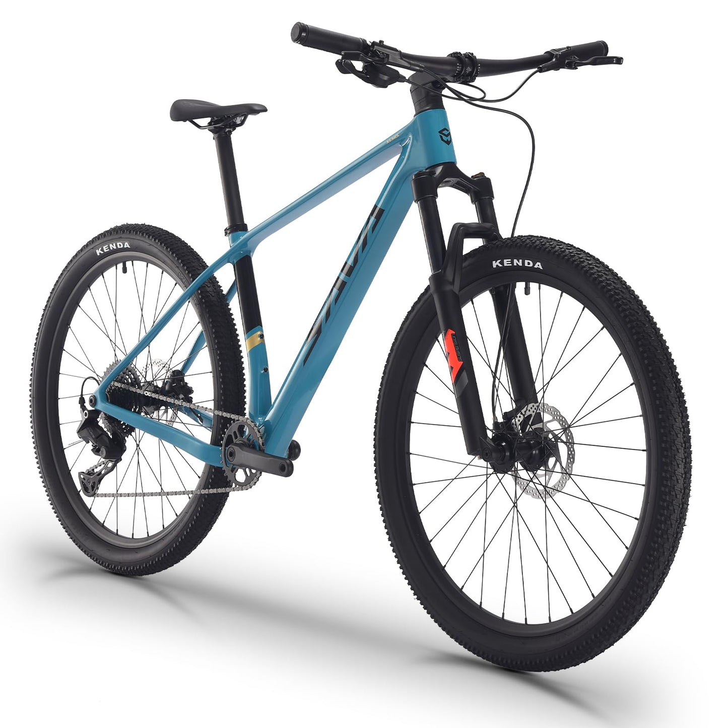 SAVADECK Carbon Fiber MTB with U6000 10 Speed Shift Groupset, Hydraulic Disc Brake wMT200 Break System (Gulf Blue, 29 * 17)