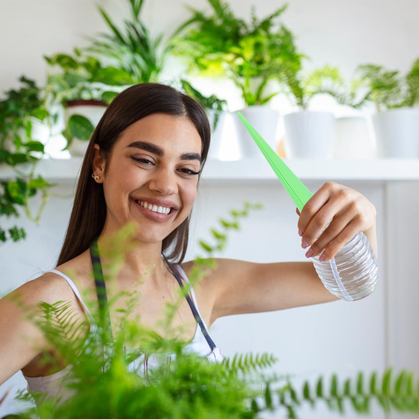Operitacx Automatic Flower Waterer 16Pcs Self Watering Spikes Plastic Slow Drip Plant Waterer Compatible with 1 Inch Neck Bottles Indoor Outdoor Garden Irrigation