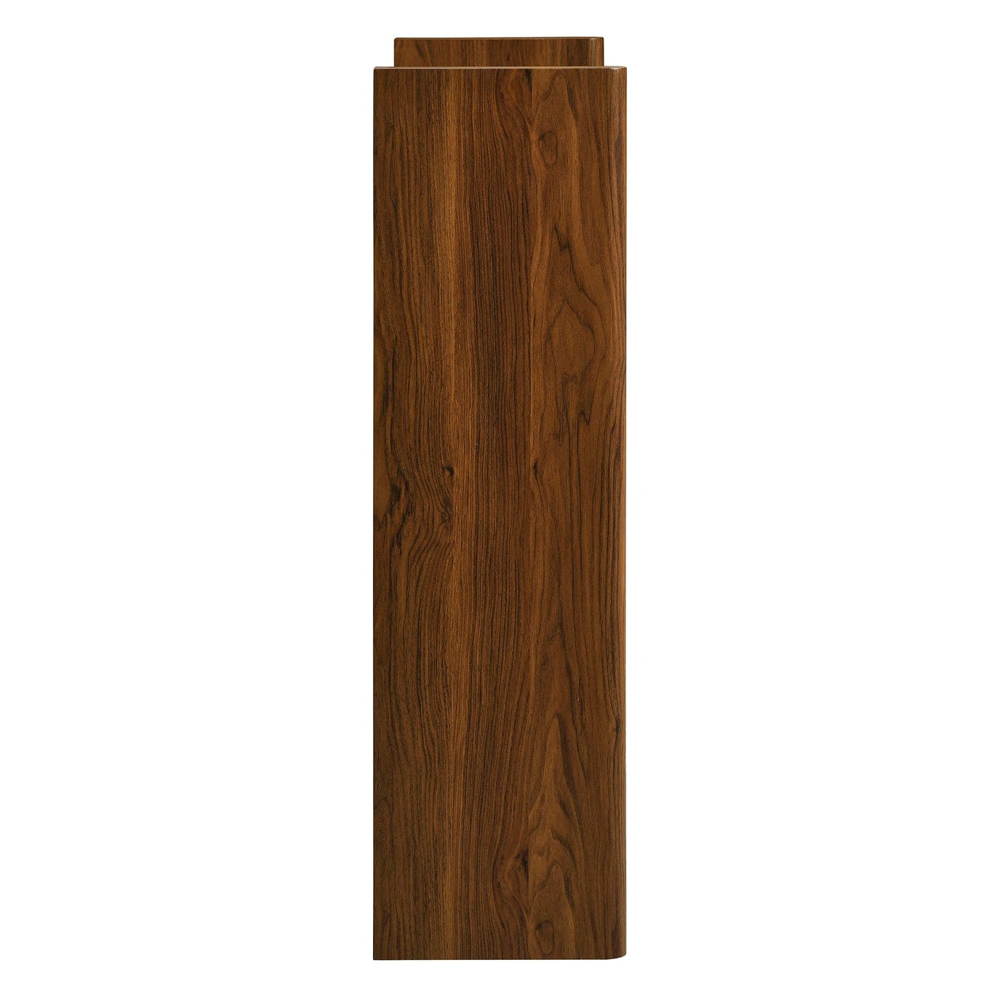 Modway Emric 35 Inch Wave Shoe Storage Cabinet in Walnut – Modern Slatted Front Shoe Rack Cabinet with 2 Flip Drawers for Entryway, Hallway, or Bedroom