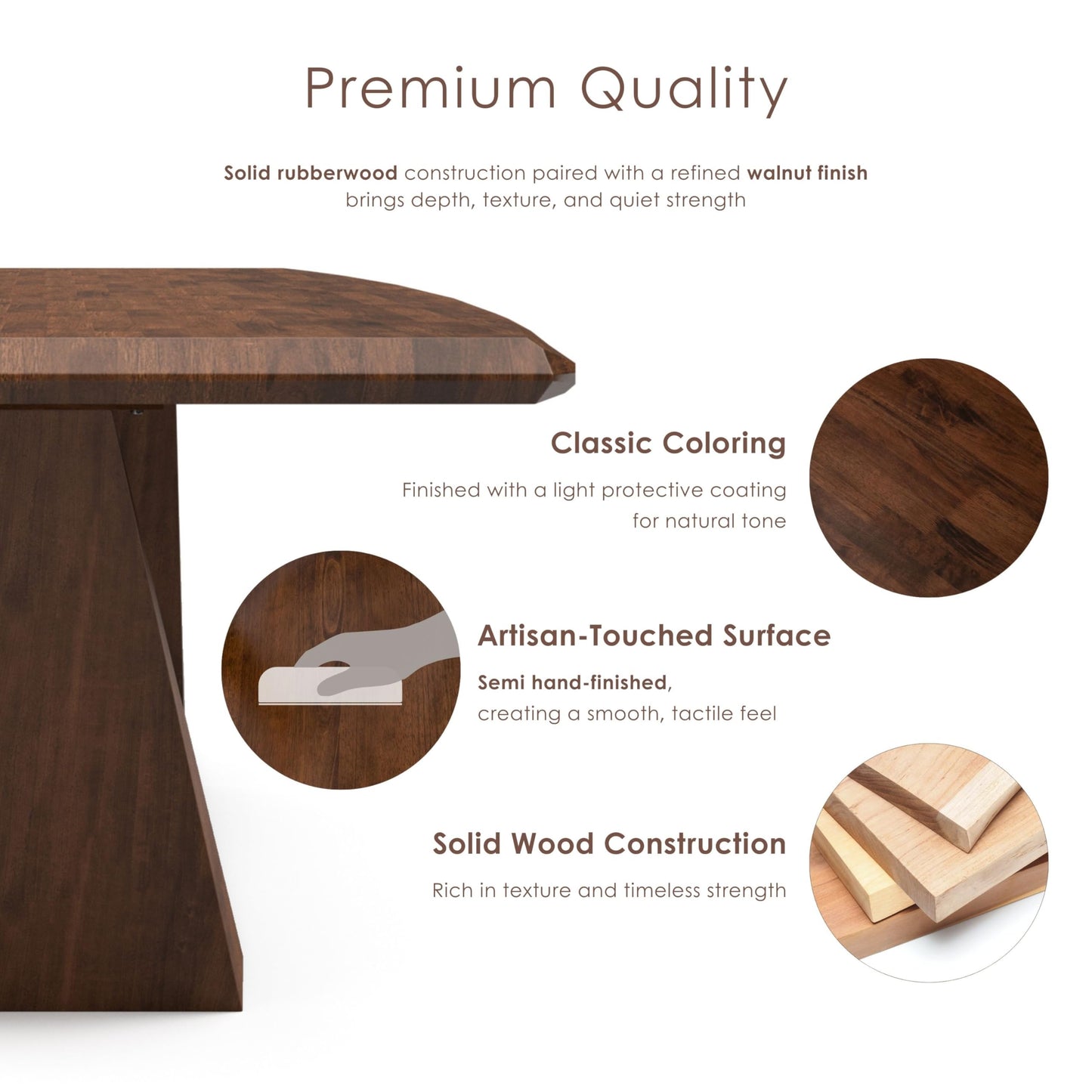 Furniture of America Nazaen III 82.5" Mid-Century Modern Solid Wood Live Edge Dining Table with Steel Support, Walnut Finish, Seats 4–6