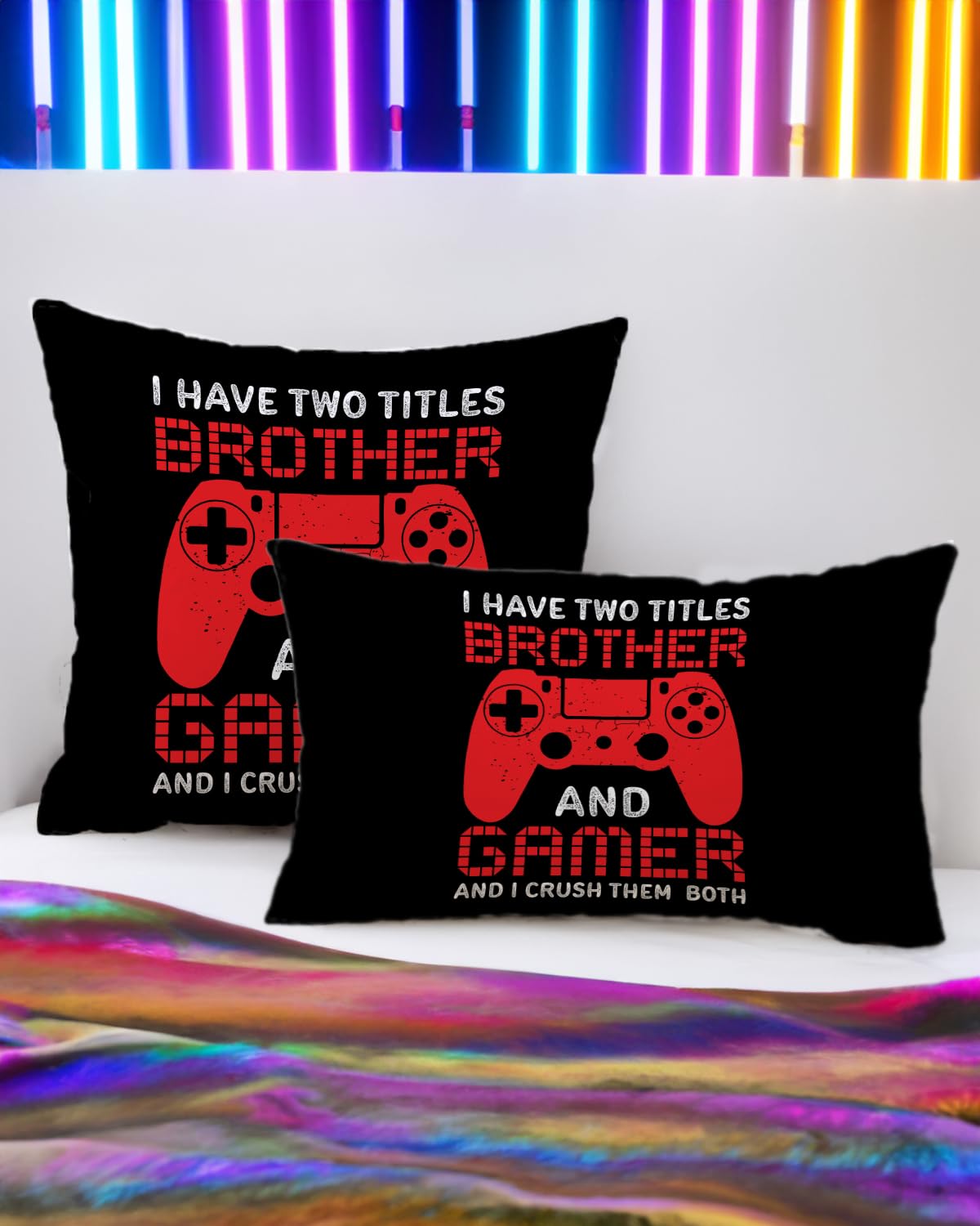 PreLiving Funny Gaming Throw Pillow Cover, Gamer Gifts for Teenage Boys, Gift for Grandson Son, Kids Boys Gaming Room Decor, 18 × 18 Inch(No Insert Inclued
