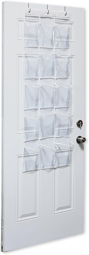 Simple Houseware 2-Pack Clear Over the Door Hanging Pantry Organizer (52" x 18") with 15 Pockets Each, Cabinet Hanging Storage for Kitchen